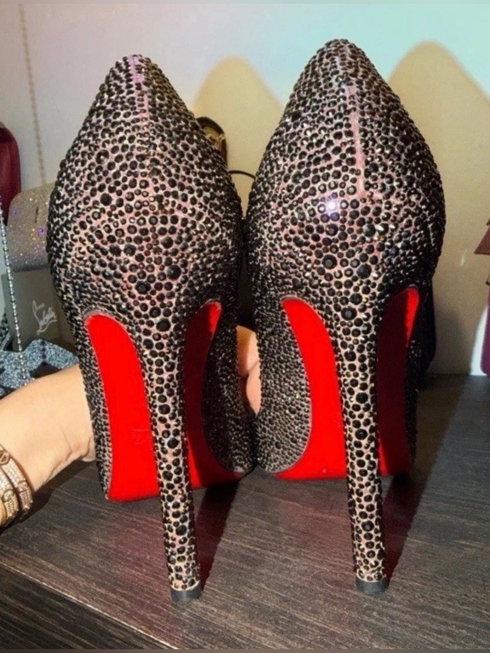 Christian Louboutin 120mm Plum Swarovski Strass Heels - Picture 5 of 7
